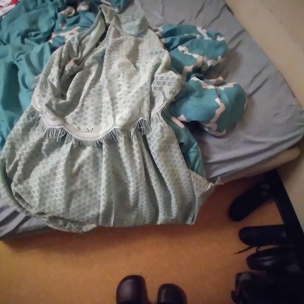A blue  dress